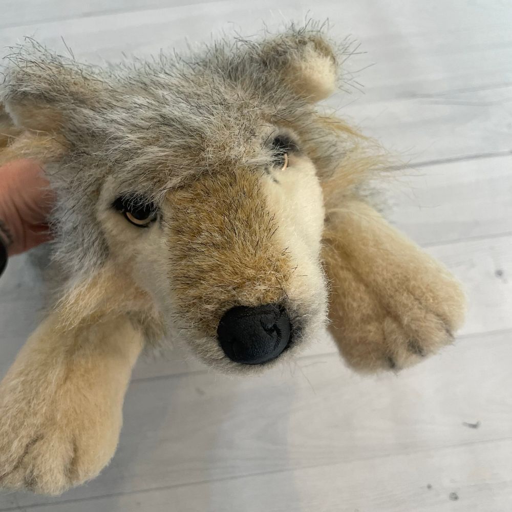 Vintage Fiesta Lying Wolf‎ Realistic Stuffed Animal Plush
